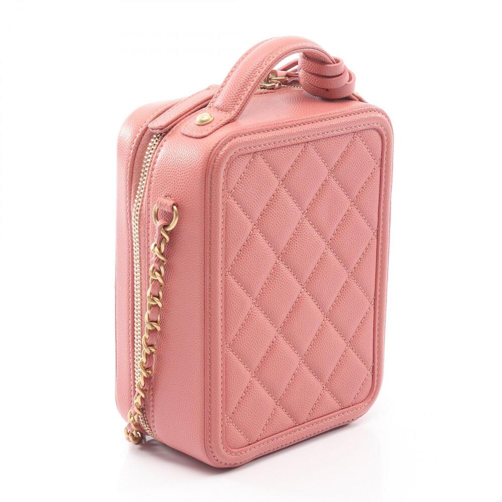 Chanel Calf Leather CC Shoulder Grained Filigree Pink Bag Pink